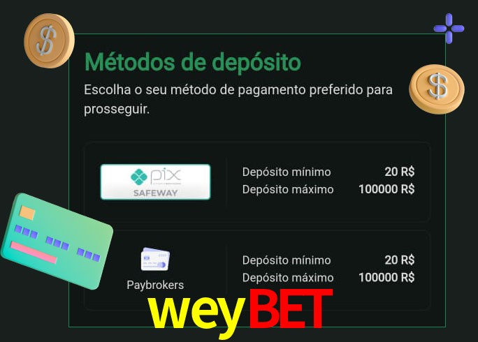 O cassino weybet oferece uma grande variedade de métodos de pagamento